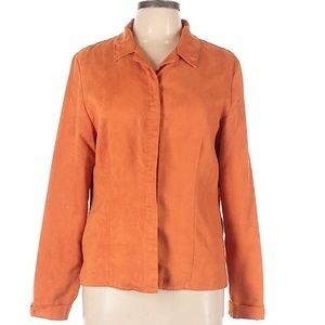 Orange suede like button up top